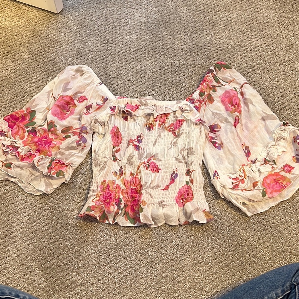 Floral square neck top